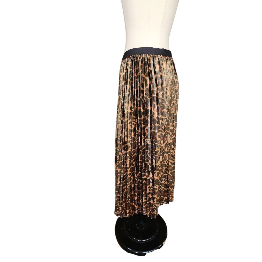 J. Crew Pleated Leopard Midi Skirt Womens 4 Corp Work Paulina Foil Twee Mob Wife - Picture 2 of 8